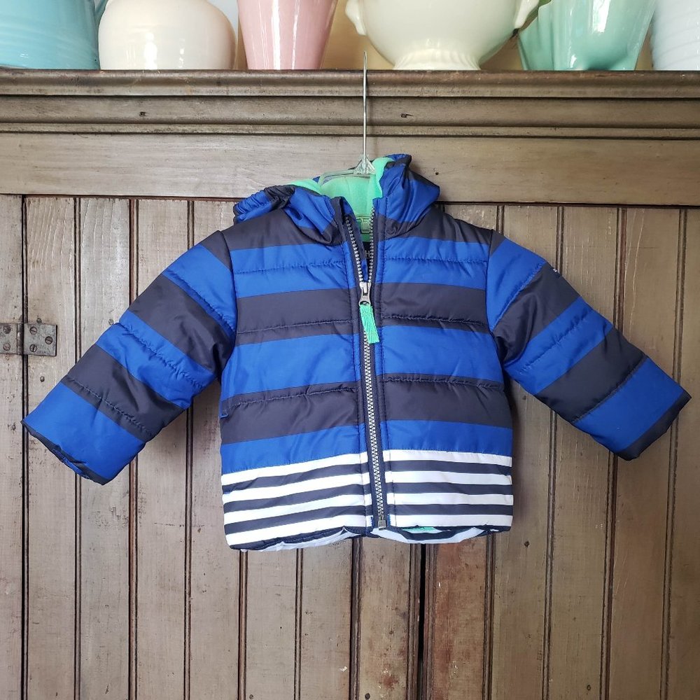 EUC, Osh Kosh B'Gosh, 12M, Striped Puffer Winter Coat